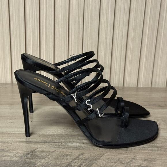 Saint Laurent Jerry Square Open Toe Mules Black Women’s Size IT 38 / US 8 - Picture 2 of 16